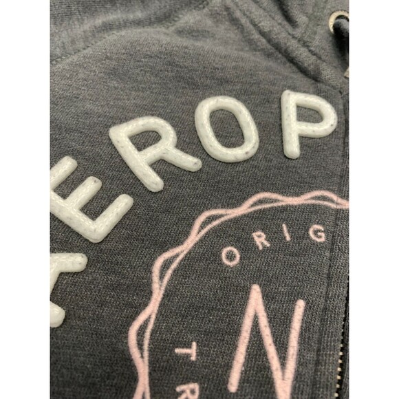 Vintage Aeropostale Hoodie Womens M NY 87 Spell-Out Logo Raglan Fleece Zip-Up - Picture 3 of 11